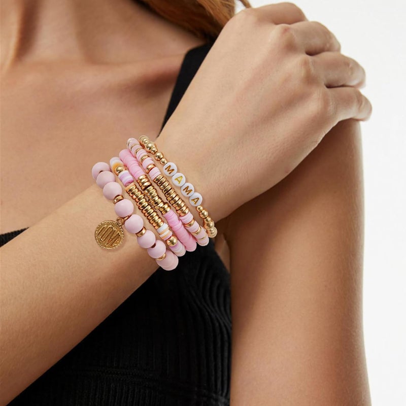 Aigrnc Boho Beaded Stretch Bracelets For Women Stackable Crystal Gold Plated Beaded Bracelets Set Trendy Handmade Friendship Braeclet Jewelry Gifts - Image 4